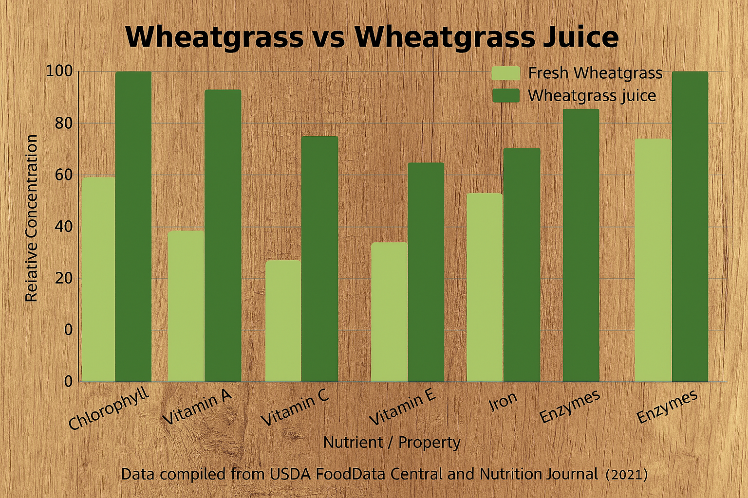 Wheatgrass vs Wheatgrass Juice Nutritional Comparison Chart